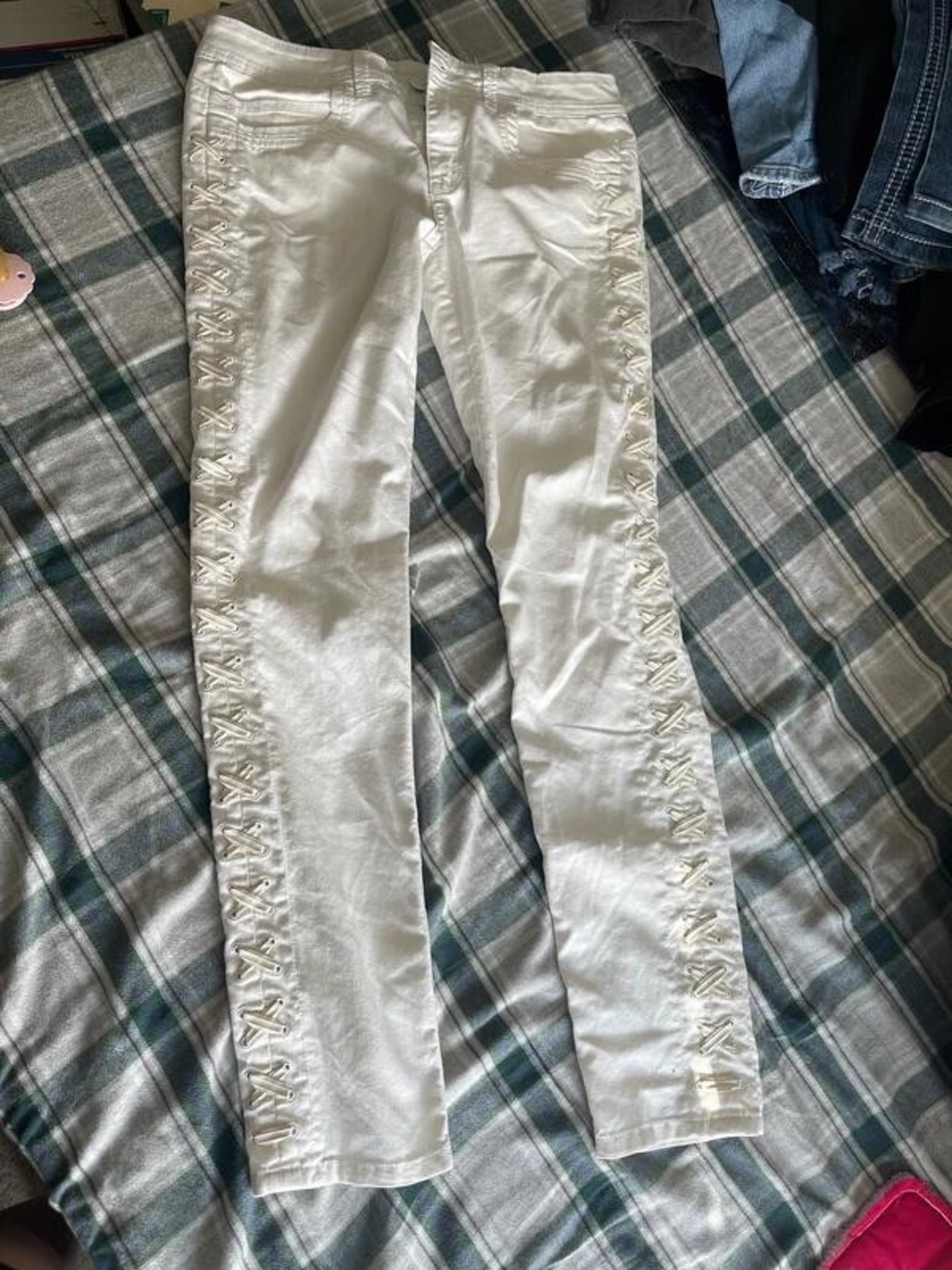 Women’s White Lace-Up Side Detail Pants